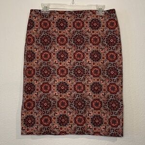 NEW LOFT stretch cotton print pencil skirt 10